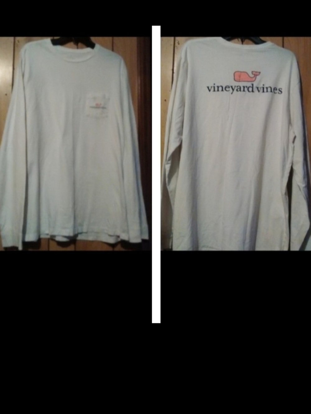 Vineyard Vines White Long Sleeve Tee with Pink Whale Logo